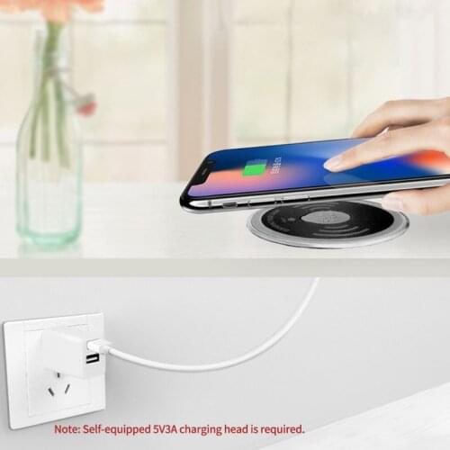 Desktop Wireless Charger 5W Fast Charging Pad Waterproof Plug Hole Conference Table Desk Home Office for iphone HTC