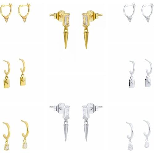 BOAKO 925 Sterling Silver Earrings For Women Anise Star Earrings Korean Dangle Diamond Fashionable Luxury Pendientes #8.6