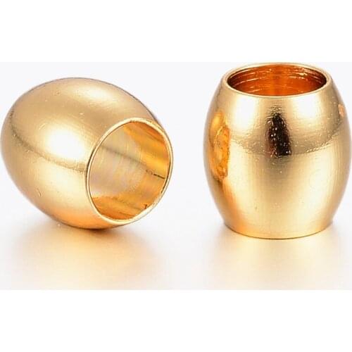 100pcs 6x6mm Golden 304 Stainless Steel European Large Hole Beads Barrel Shape Bead for jewelry DIY making,Hole: 4mm F65