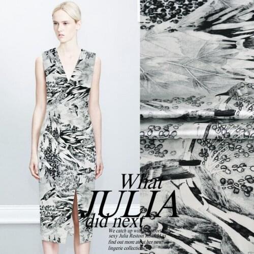 CNUM SP832 Pure Silk/ Birds in Forest /Silk Fabric 93%Silk 7%Spandex Elastic/ Width 1.18yd Thickness 19mm/ Unit:Meter