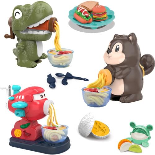 Kids Colorful Mud Non-toxic Mold Tool Set Family Clay Paper Simulation House Play Toy Noodle Machine Color Mud DIY Creative