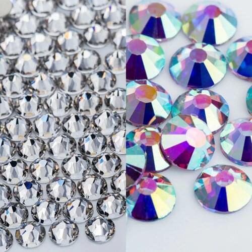 Crystal Castle Shiny Bulk Hot Fix Rhinestone For Clothing AB White Clear Crystal Hotfix Strass Glass Hotfix Rhinestones