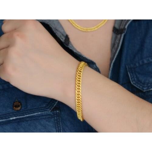 Fine 999 24K Yellow Gold Bracelet / Perfect Boss Link Chain Bracelet 12.03g