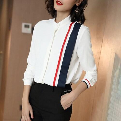 JANELUXURY Stand-up Collar Blouses