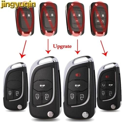 Jingyuqin Modified Flip Remote Car Key Shell For Chevrolet Cruze Epica Lova Camaro Impala Aveo Malibu Key Fob Case 2/3/4/5BTN