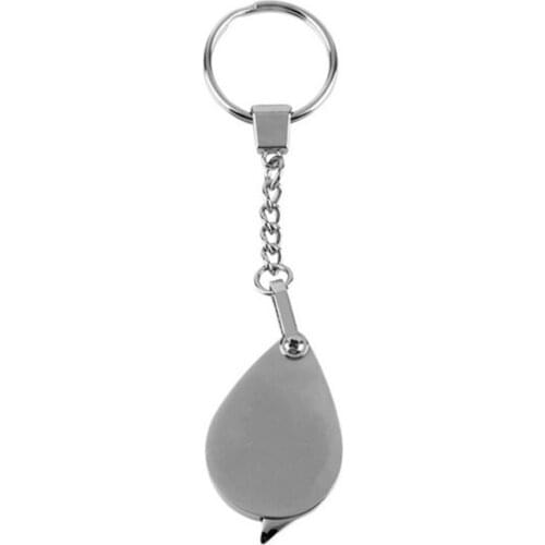 Handheld Loupe Folding Pocket 10X Magnifier Loupe Magnifying Glass Lens With Keychain Portable Metal Silver EDC Magnifier