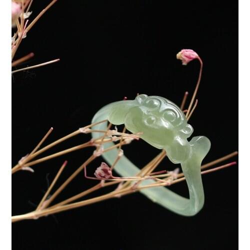 Natural hetian white jade ring handmade zodiac monkey sculpture simple jade ring, men party wedding jewelry gift rings for woman