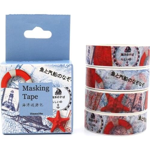 Box Package Cruise Ocean Washi Tape Masking Tape Decorative Scrapbooking Office Adhesive DIY Sticker Label Tape 10m*15mm