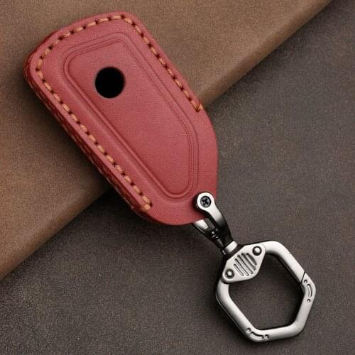 Leather Car Key Case Cover For VW Volkswagen Golf 8 Mk8 2020 Skoda Octavia Smart Keyless Auto Accessories Ring