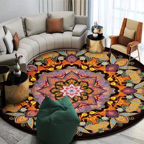 Round Mandala carpet floor mat ethnic style living room tea table sofa floor mat bedroom hanging basket chair mat