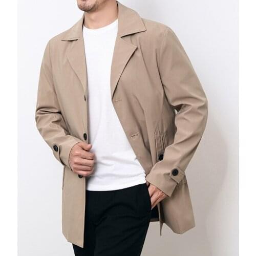 2021 mens new autumn windbreaker mid-length fashion urban lapel coat