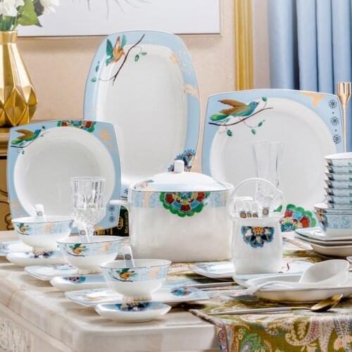 Jingdezhen Ceramics Dinnerware Set Kitchen Tableware Dinner Dish Ceramic 60pcs combination dishes set tablewar dish set