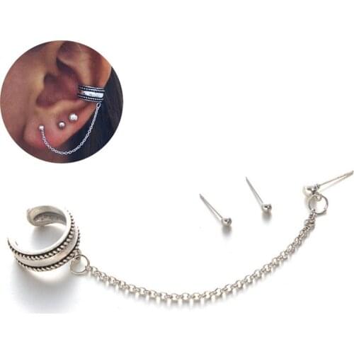 Women Bohemian Stud Earrings Set Ethnic Jewelry Bead Earrings Brincos Punk Ear Bijoux Silver Color