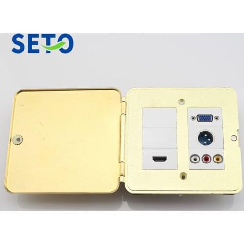 SeTo Flip Cover Type Floor Socket Audio RCA AV & VGA & HDMI & XLR Socket Wall Plate Keystone Floor Receptacle