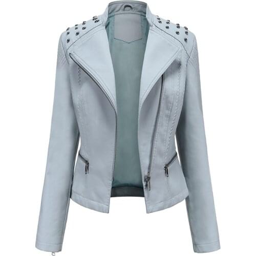 2020 new spring autumn womens leather jacket womens jackets slim thin small coat ladies motorcycle clothing womens tops