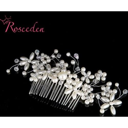 New arrival Rhinestone Hair combs handmade Bridal headband women pearl hairpin wedding hair ornament accessories RE707