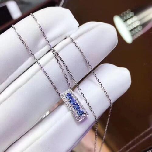 New Arrival Natural Real Sapphire Pendant 925 sterling silver Fine jewelry Sapphire Necklace