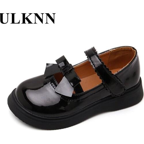 Girls Bow Princess Shoes Childrens Soft Sole Show Performance Shoes Little Girls Mary Jane Small Leather Black Single Shoes