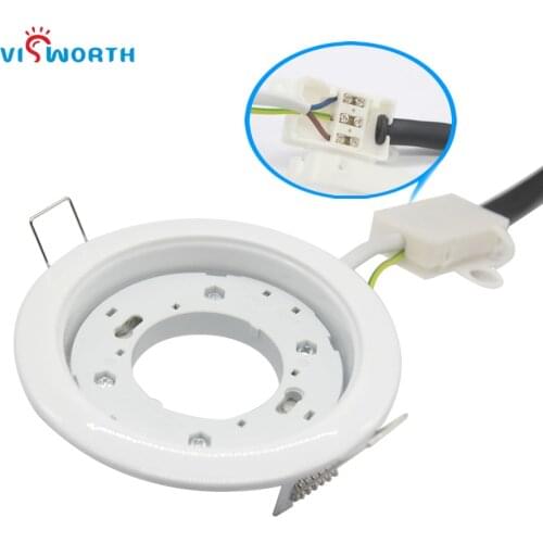 GX53 Base Lamp Base GX53 Lamp Holder Fix GX53 Led Bulb Gx53 Holder White Color Stainless Steel Base 8CM Cable Length
