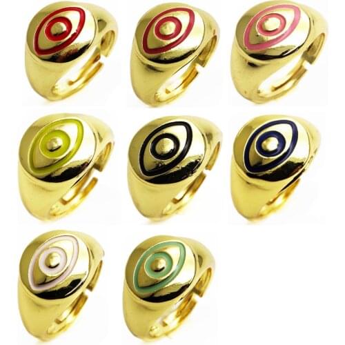 Opening adjustable ring Round eyes rings Copper Zircon Drip paint color Rings magic eye ring for women Party Jewelry