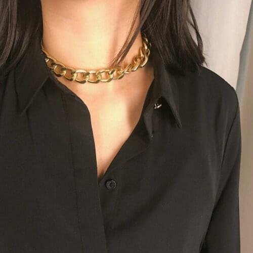 Punk Gold Color Thick Chain Necklaces for Women Hip Hop Exaggerated Big Chunky Collar Necklace Jeweley Wholesale Gift