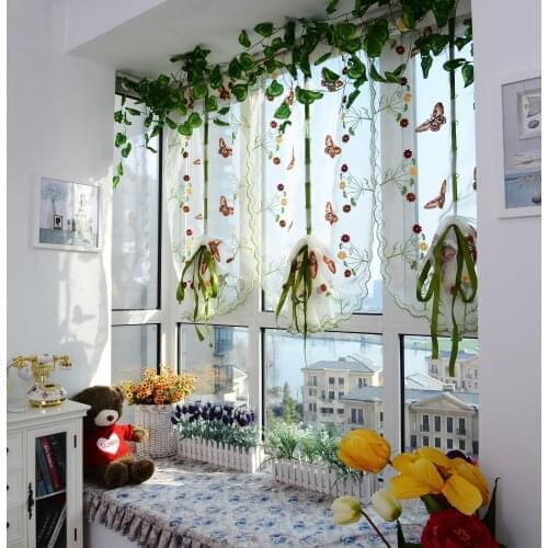 Semi Sheer Curtains Tulle For Window Roman Shades Window Curtain Blinds Embroidered Sheer Curtains for Kitchen Living Room Panel