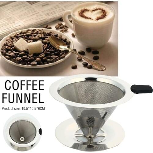 Portable Coffee Filter Tea Dripper Stainless Steel Reusable Funnel Coffeemaker Kitchen Cone Mesh Restaurant Baskets