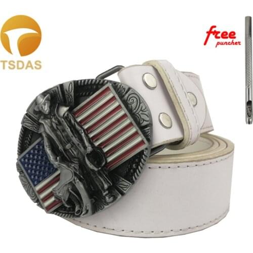 USA Cowboy Belt Buckle for Men Women Jeans Accessories Fit 4cm Wide Belt Silver Belt Buckle with Belt