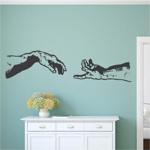 Michelangelo Hands Vinyl Wall Stickers Decor Living Room Wall Decals Artistic Design Hot Selling Wallpaper Poster Mural SA795
