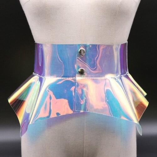 Sexy Women Leather Waistband Skirt Wide Belt Laser pvc Corset Removable Design Dual-use Straps Waist Belt Girls Clothes