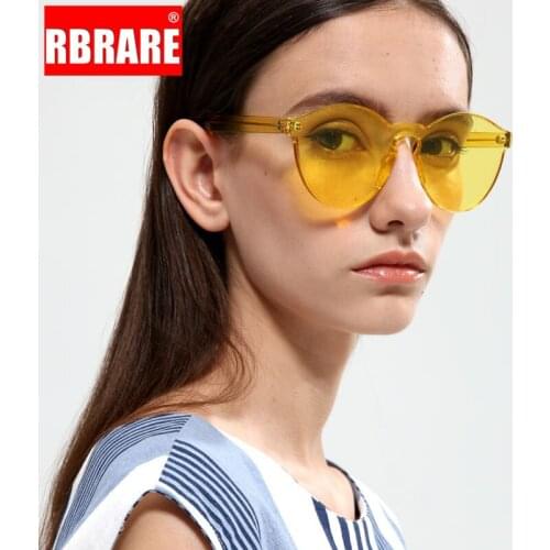 RBRARE 2021 Transparent Cateye Sunglasses Women Brand Designer Glasses Men Candy Colors Glasses Vintage Lunette De Soleil Femme