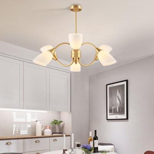 Modern Jane European chandelier full copper living room Jianmei bedroom dining room lamp Nordic style American lamp