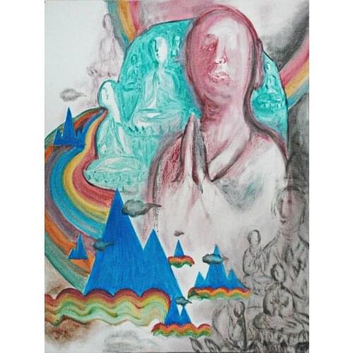 Modern handmade painting grotto status on oil canvas for home decor and wallpaper