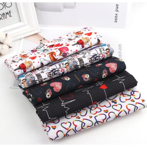 Pure Cotton Fabric Health Pretection Heart Cartoon Fabric For Dress Sewing Clothes Bag Handmade DIY Masks Home Textile 45*140cm