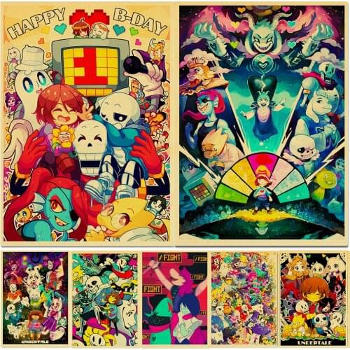 WTQ Vintage Game Classic Anime Posters Undertale Canvas Painting Wall Decor Retro Poster Wall Art Picture Home Decor
