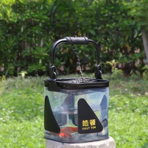 Fishing Tackle Boxes Folding Bucket Fish Protection Bag EVA Material Transparent Wear-resistant Multifunction Fishing Box