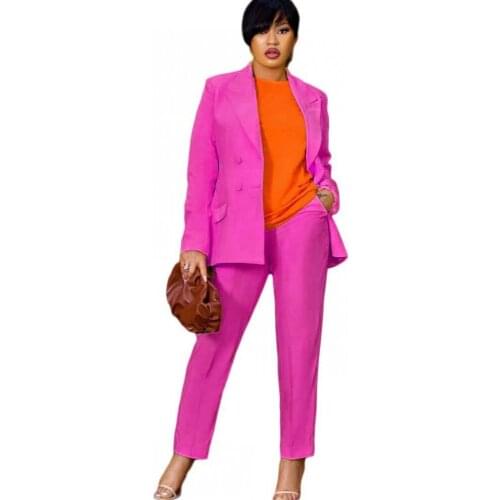 2 Piece Suits Autumn Winter Women Blazer And Guard Pants Sets Two Pieces Single Breasted Jacket Formal And Trousers Suit Spring