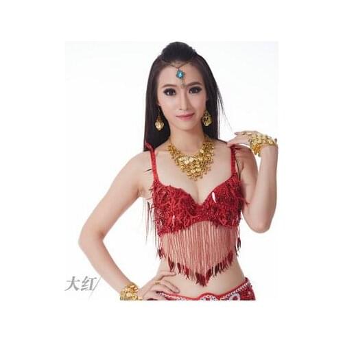 1pcs/lot woman sexy sequined bra lady belly dancing tassel bra Clubwear Stage Show Costumes free size