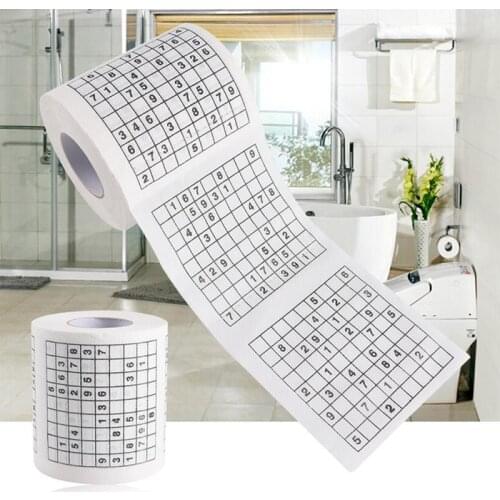 1 Roll 2 Ply Novelty Funny Number Sudoku Printed WC Bath Funny Soft Toilet Paper Tissue Bathroom Supplies Gift Sanitary Paper