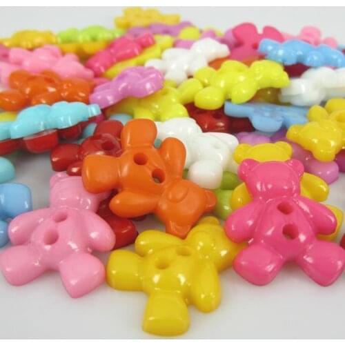 100Pcs Mixed Bears Acrylic Sewing Buttons For Cloth Flatback Cabochon Scrapbooking Crafts Knopf Bouton Decor Diy Accessories