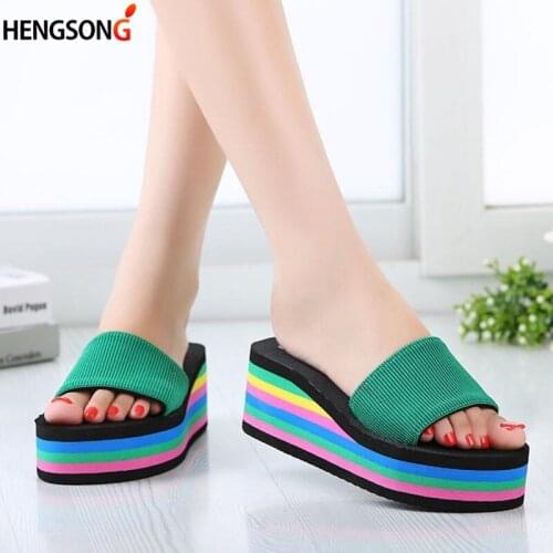 2021 Women Beach Sandals Summer Wedge Footwear Fashion Colorful Sandals Casual Wedge Shoes For Female Sapato Feminino