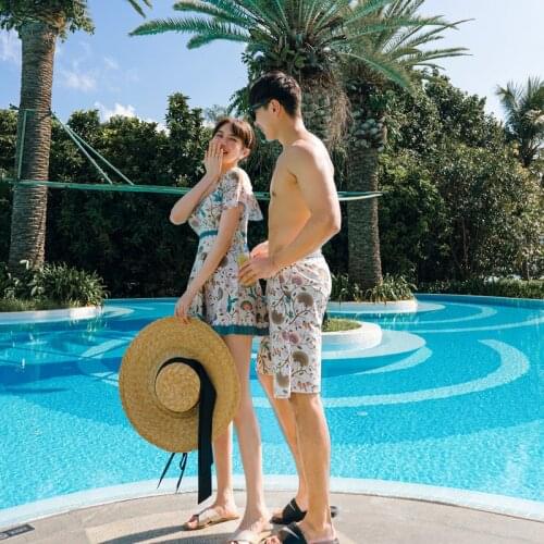 2021 New Couple Women’s Swimwear Slimming Without Sleeves One-piece Swimsuit Men Beach Pants Man swimsuit Spandex Swimming Cloth