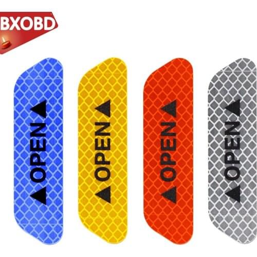 4Pcs Reflective Tape Car Open Reflective Strips Waterproof Car Warning Stickers Night Driving Safety Lighting Luminous Tapes Hot