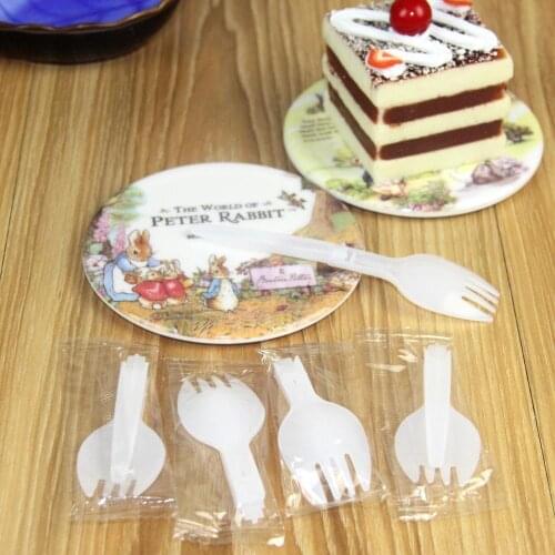 5000pcs/lot Plastic scoop Folding Fork spoon Measuring spoon Ice cream Fork scoop