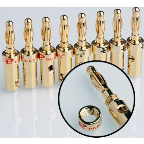 8Pcs/lot 4mm Banana Plug Gold Plated Speaker Banana Plug DIY Audio Jack Connector HIFI Cable Connectors