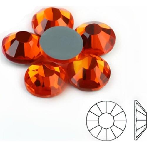 AAAAA Top Quality Super Bling SS4~SS30 Hyacinth Orange Color Hot Fix Stone Beads Flatback Iron On Hotfix Strass Rhinestone