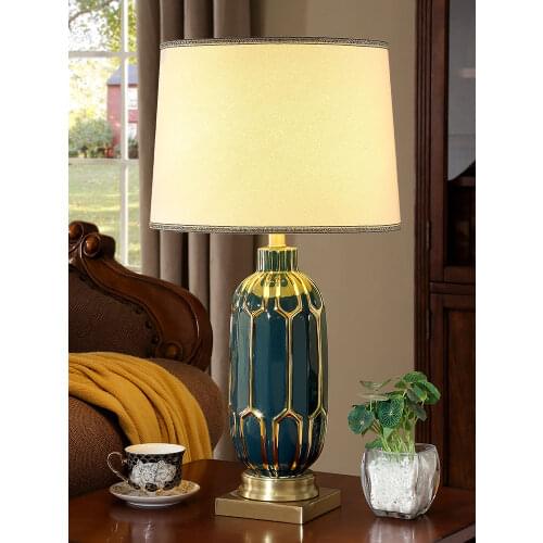 American Simple Light Luxury Ceramic Table Lamp For Bedroom Bedside Lamp Living Room Study Modern Home Decoration Night Light