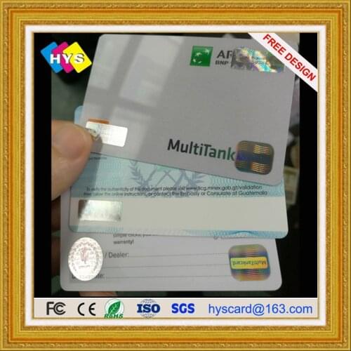 Anti-Fake Card with Hologram Logo and pvc member card supply