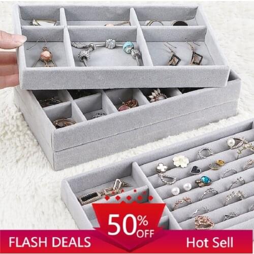 3PCS/set Drawer Velvet Jewelry Storage Tray Ring Bracelet Gift Box Jewellery Organizer Earring Holder Jewelry Display Case