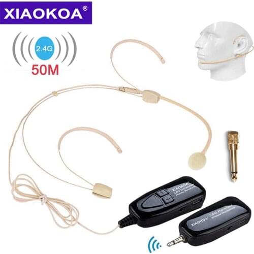 Headset Wireless Microphone,XIAOKOA Super Light 2.4G Wireless Headset Microphone SystemDouble Over Ear MicrophoneHeadset and Han